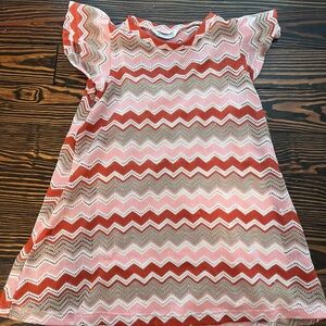 Mayoral Chevron Kids Dress - Pink, Red, and White size 4T